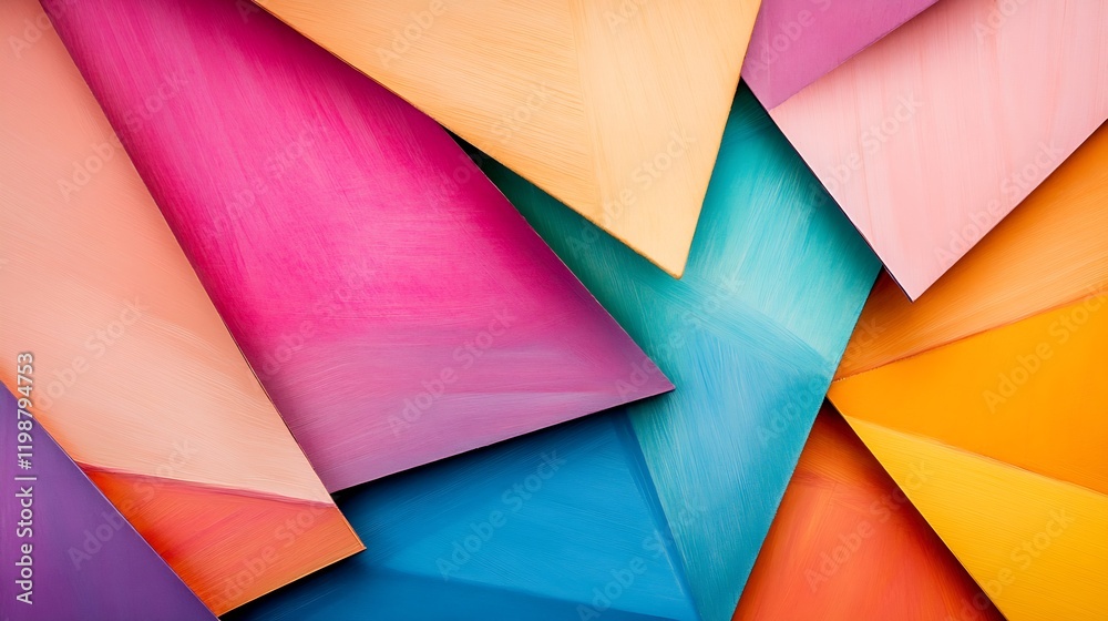 Aufkleber Vibrant Multicolored Paper Art with Overlapping Layers in Dynamic Composition : Generative AI