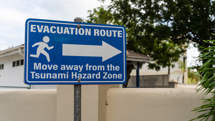 Tsunami Evacuation Route Sign in Urban Area