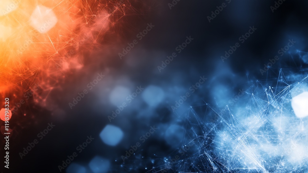 Poster dynamic dual tone abstract background with fiery orange and cool blue light : generative ai