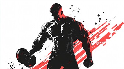 Obraz premium Muscular athlete lifting weights, showcasing strength and power. Ideal for fitness, bodybuilding, and gym-related designs. Perfect for promoting an active lifestyle and achieving fitness goals.