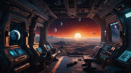 AI generated illustrations of science fiction in space