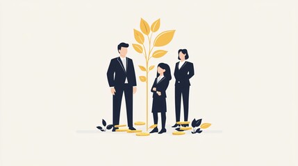 Fototapeta premium Family Business Growth - Family next to a Growing Tree