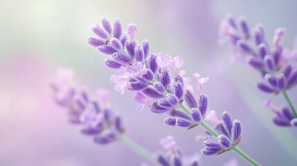 Obraz premium Soft Lavender Blooms Blending with Light Mint Green Tones