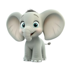Fototapeta premium Charming Cartoon Elephant Character with Big Ears and a Playful Expression in Vibrant Colors