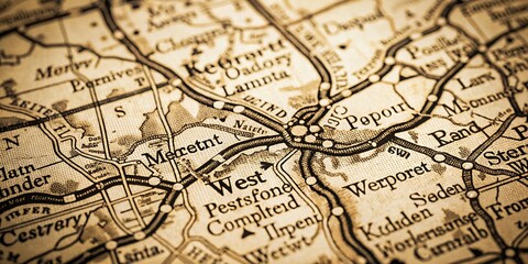 Obraz premium Vintage Westport Kentucky Street Map, Black & White Line Art, Retro Geographic Illustration