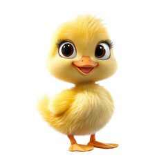 Adorable Cartoon Duckling with Fluffy Yellow Feathers Cheering for a Bright Day