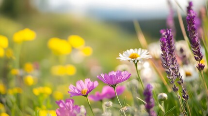 Obraz premium Vibrant Spring Wildflowers in Bloom on a Sunny Day : Generative AI