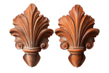 Decorative terracotta wall ornaments showcasing intricate leaf designs for home decor enhancement