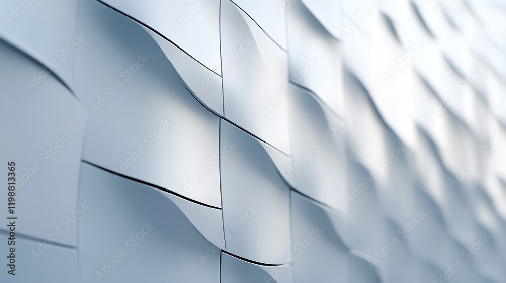 Leinwandbilder abstract white wavy 3d pattern on modern architectural wall surface design : generative ai