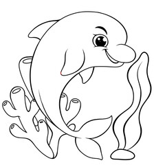 happy birthday activity character dolpin,. coloring pages for children that you can print on standard paper