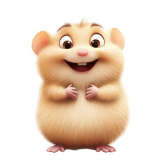 Cheerful Cartoon Hamster with a Big Smile and Soft Fluffy Fur Captivating All Ages