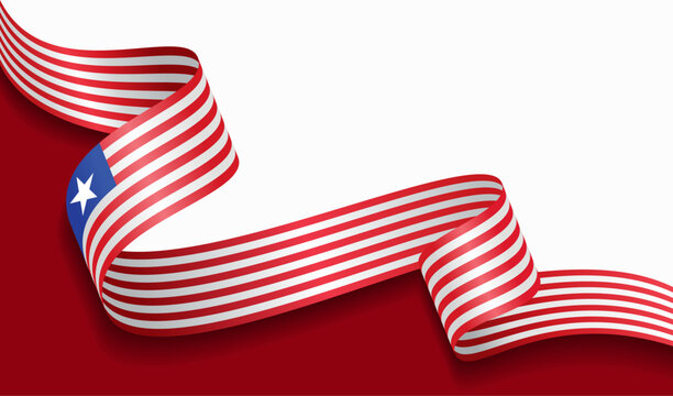 Liberian flag wavy abstract background. Vector illustration.