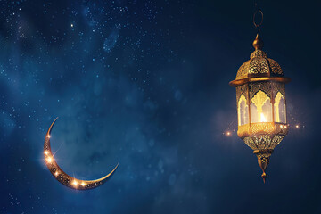 Fototapeta premium Beautiful greeting card with holiday composition for happy celebrate Ramadan, abstract vivid composition consists of fictional unreal fantastic vision on background