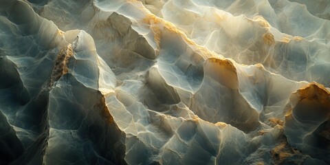 Abstract Background - 3D Render of Golden and Teal Mountainous Terrain Illustration