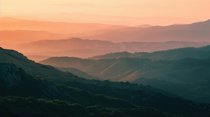 Contrast of Dark Mountains Against a Vibrant Sunset Horizon