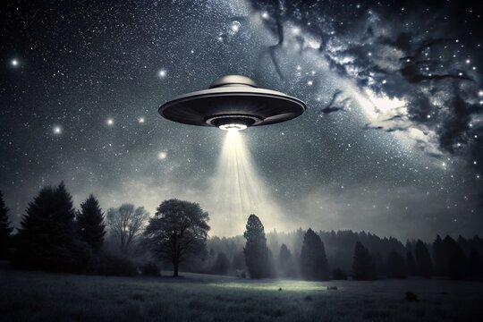 World UFO Day Banner: Mysterious Night Sky Documentary Photography