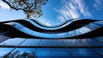 Wavy Building Design Creating a Dynamic Silhouette Against the Sky