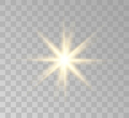 Transparent yellow sunlight special lens flash light effect. Front solar flare lenses	