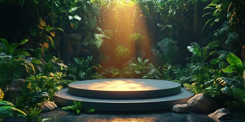 Lush Tropical Paradise: Serene Jungle Display Platform