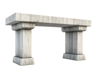 Concrete bridge structure on white isolated background.