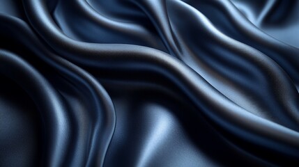 Obraz premium Midnight Blue Silk: Elegant Draped Fabric in Moody Texture