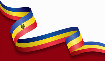 Moldovan flag wavy abstract background. Vector illustration.