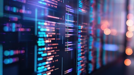 Fototapeta premium Genetic Data Analysis: Diagrams and DNA Sequences on Screens