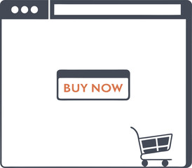 E-Commerce Buy Now Button with Shopping Cart - Online Shopping Vector Illustration