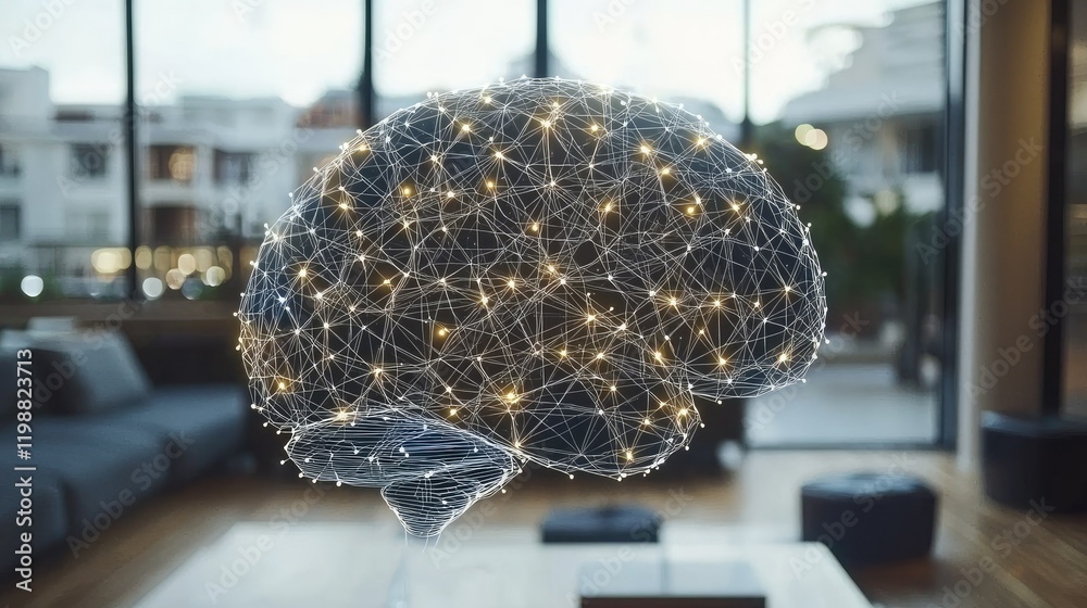 Poster illuminated neural network brain structure representation