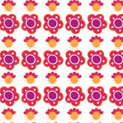 seamless pattern with flowers and hearts