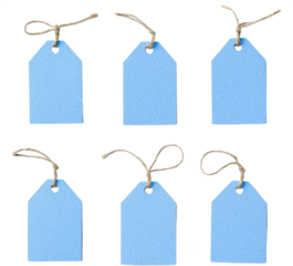 blue price tag with rope 