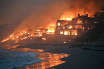 Houses burning in wildfire