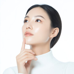 A woman with a white shirt