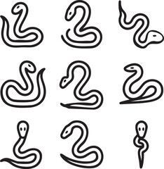 2025 Chinese New Year snake reptile, black snake vector illustration.