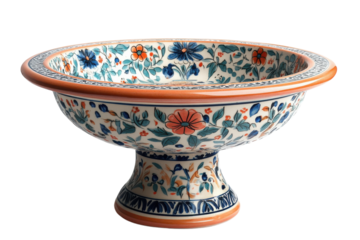 Hand-painted decorative bowl featuring floral patterns and vibrant colors from traditional pottery artisans
