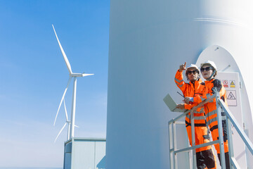 Professional Engineer worker safety work service maintenance wind turbine green power clean energy