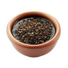 A Close-Up Capture of Aromatic Ground Pepper in a Traditional Clay Bowl Full of Flavor