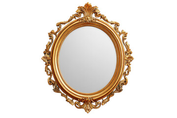 Elegant vintage oval mirror with ornate golden frame, perfect for home decor in any room