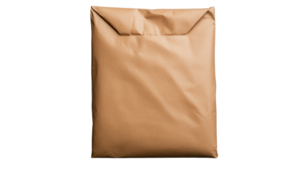 Brown paper envelope packaging for shipping or secure document storage. transparent background