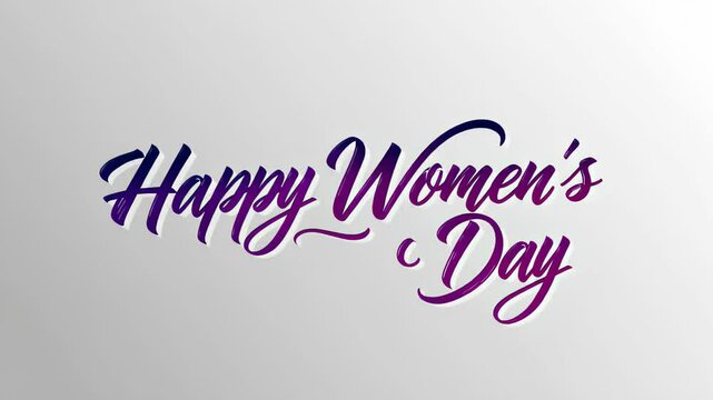 Purple inscription "happy women's day" on a light background. March 8 holiday