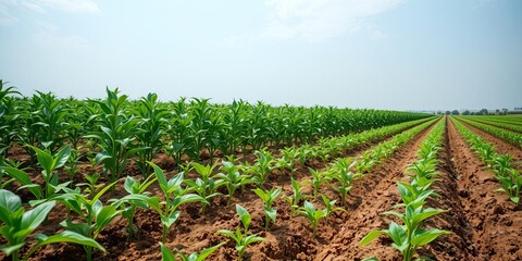 Agricultural field with planted seeds symbolizing sustainable farming and food security for future generations, environment, future harvest