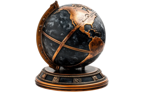 Vintage globe showcasing detailed continents and a crafted base, perfect for home decor or educational display