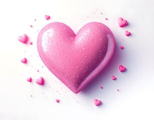 Pink Heart Image Dewdrops on a Romantic Valentine's Day Heart