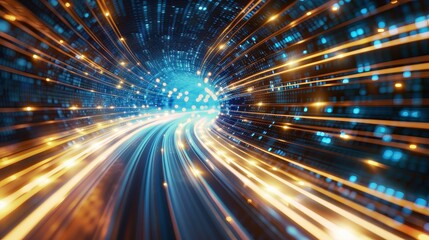 Obraz premium Glowing Portal Offering a Dynamic View into Depth and Speed