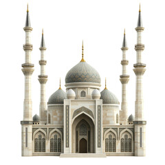 Fototapeta premium Majestic Architectural Wonder: A Stunning Mosque with Intricate Design Featuring Grand Minarets and a Dome