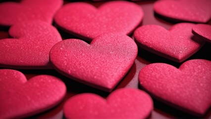 Obraz premium red hearts lie on top of each other