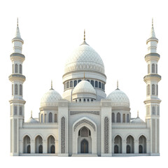 Magnificent White Marble Architectural Marvel: The Grandeur of a Majestic Mosque