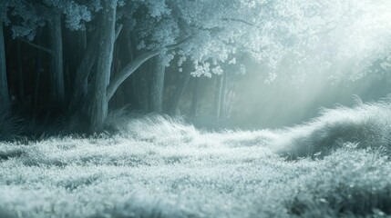 A modern living room with a gray sofa, a rectangular rattan coffee table, and a white shaggy carpet under soft natural light