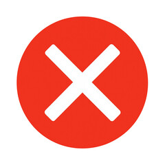 Obraz premium Vector icon of X inside red circle,white background,minimalistic design,flat illustration,PNG