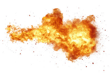 Bright orange explosion burst with fiery flames and smoke billowing outward in an energetic display